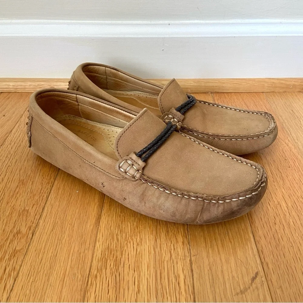 Bass Driving Loafers Men's 7.5 M Brown Leather Slip-On Shoes Old Money Preppy